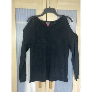 Vince Camuto Metallic black cold shoulder sweater Sz M Party Holiday Casual